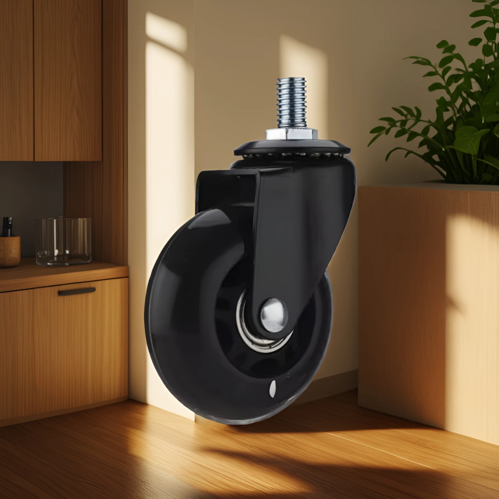 

5 Pack 2.5 Inch Heavy Duty PU Swivel Casters - Universal M6/M8/M10 Screw-in Wheels for Furniture, Trolleys, Cabinets, Chairs