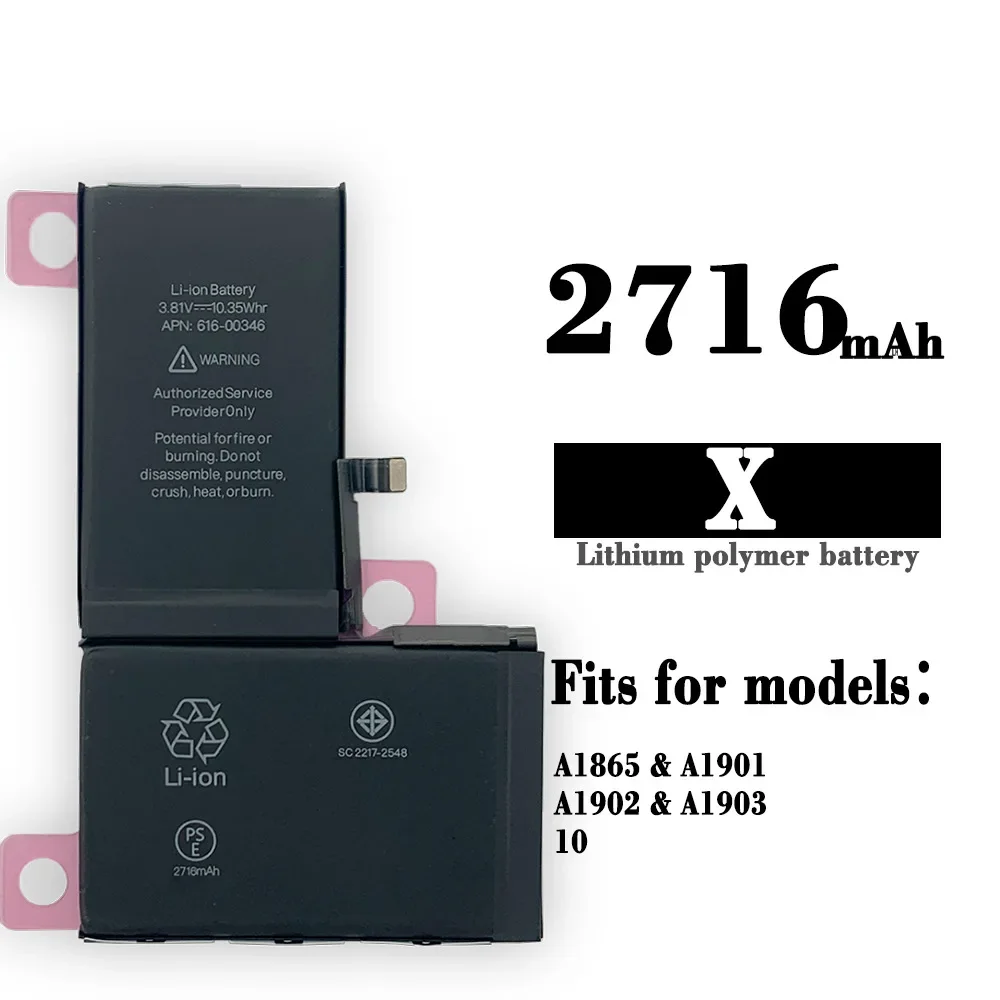 Replacement Battery For IphoneX Apple X Battery A1865 A1901 A1902 A1903 High Quality 2716MAH Mobile Phone Battery