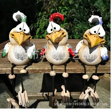 

3pcs Funny Chicken Garden Statue Resin Fence Ornament Outdoor Patio Decoration Big Eyes Legs Sculpture Cute Farm Animal Yard