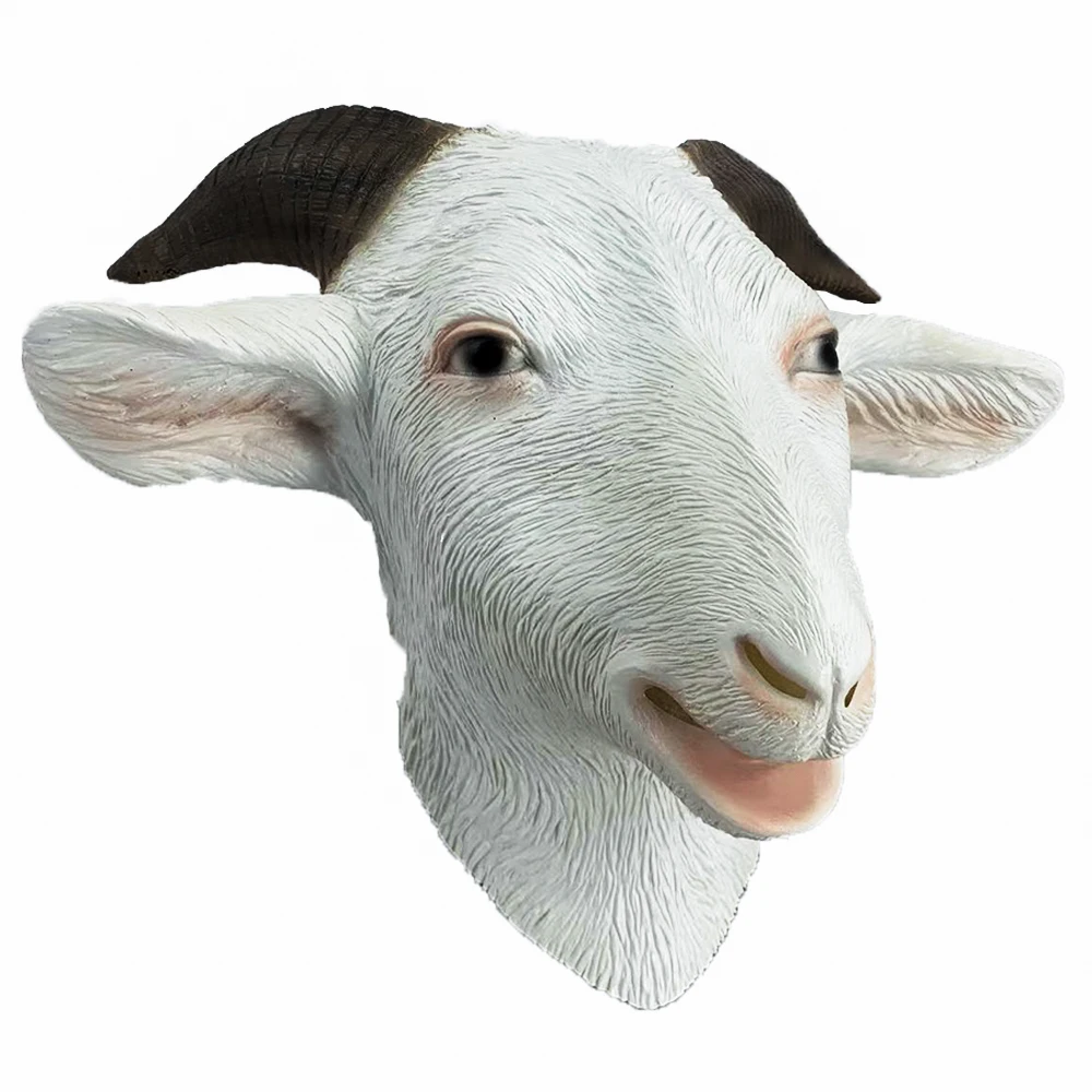 Latex Goat Mask Antelope Sheep Farmyard Masks for Halloween Costume Party Rubber Full Head Animal Head Mask