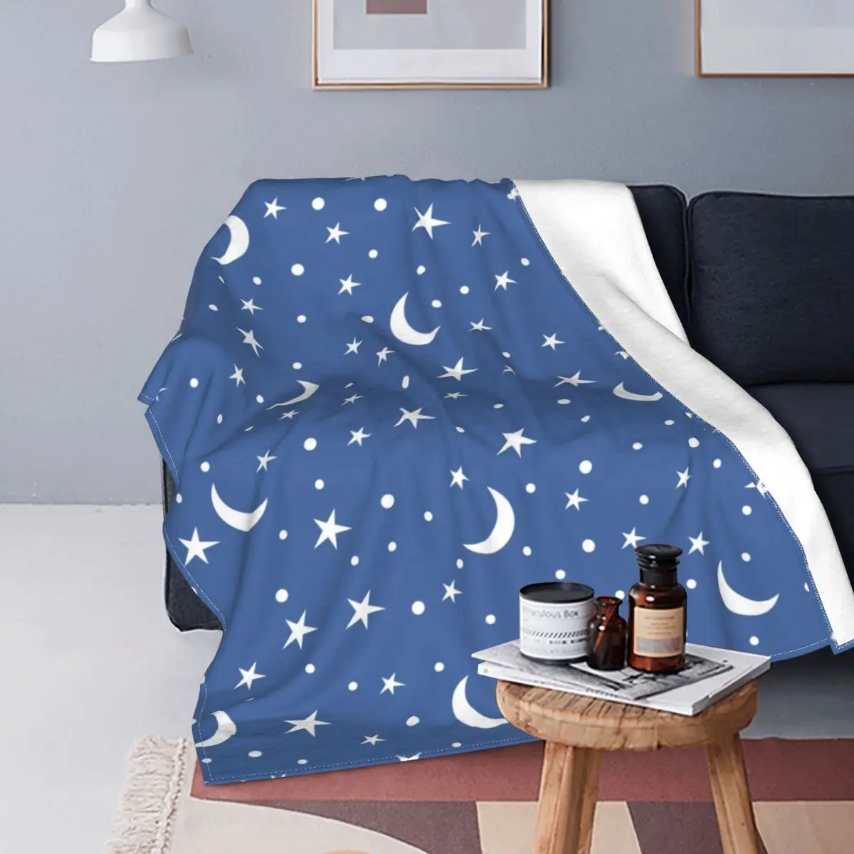 

Stars Moon Blankets Starry Sky Flannel Throw Blankets Home Couch Printed Soft Warm Bedsprea