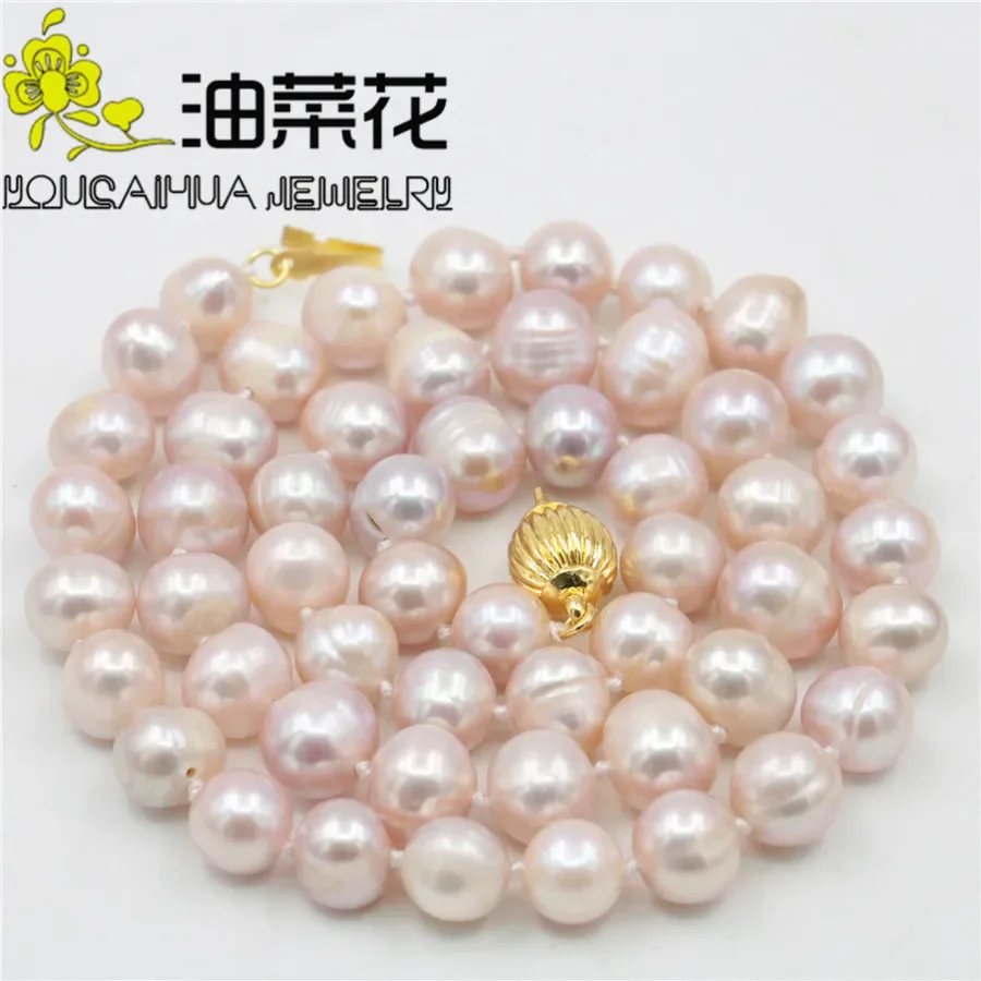 8-9mm Pink Purple Akoya Cultured Pearl Necklace Women Fashion Jewelry Making Design Mother\'s Day gifts Natural Stone 18\