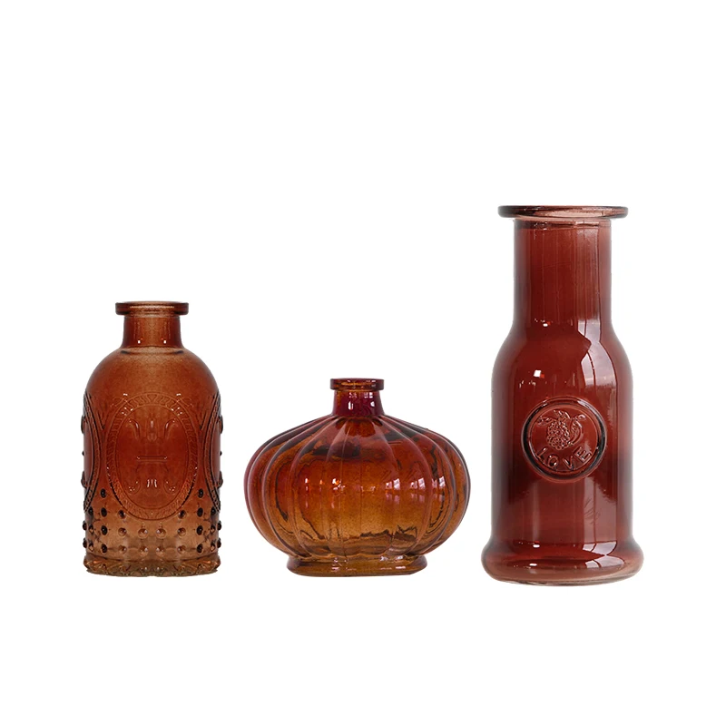 

Transparent Glass Bottle Floreros Decorativos Moderno Mini Vintage Vase Decoration Home Ornaments Flower Pot Home Decor