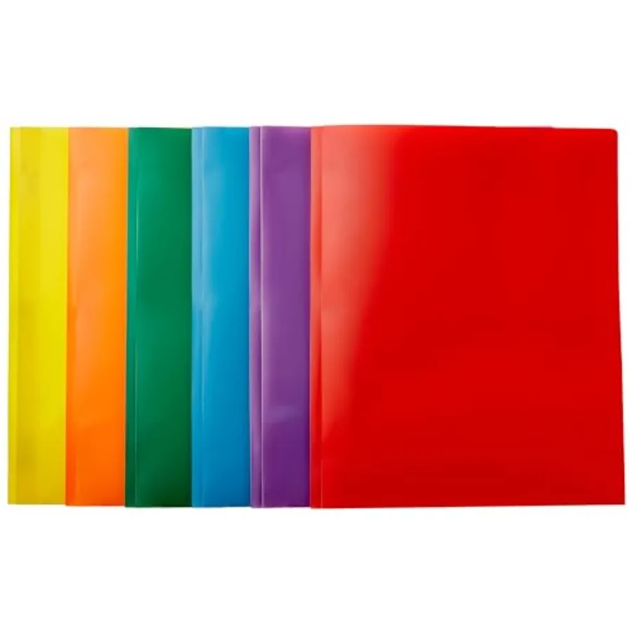 

Heavy Duty Plastic Folders for Letter Size Paper, Assorted Colors, Pack of 6