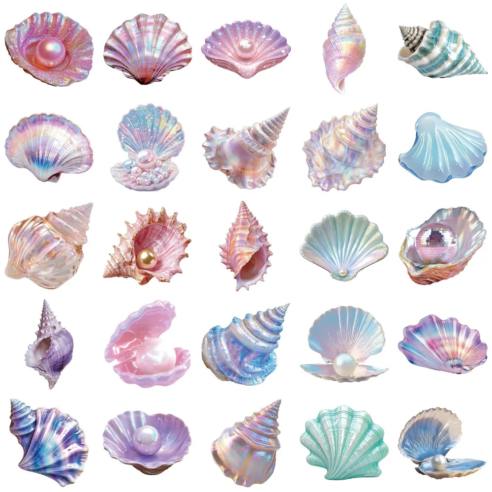 50PCS Creative Shell PET Transparent Material Stickers Envelope Sealing Stickers Mobile Phone Case Decorative Stickers image 5