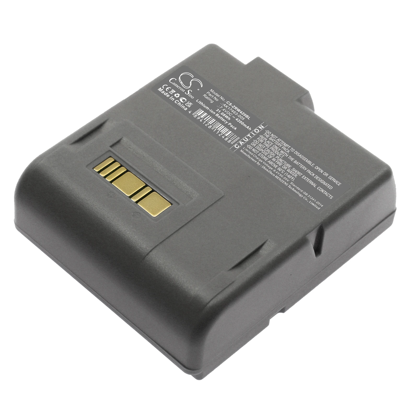

Li-ion Portable Printer Battery for Zebra, 7.4V, 4200mAh, Compatible Models: L405, RW420, RW420 EQ