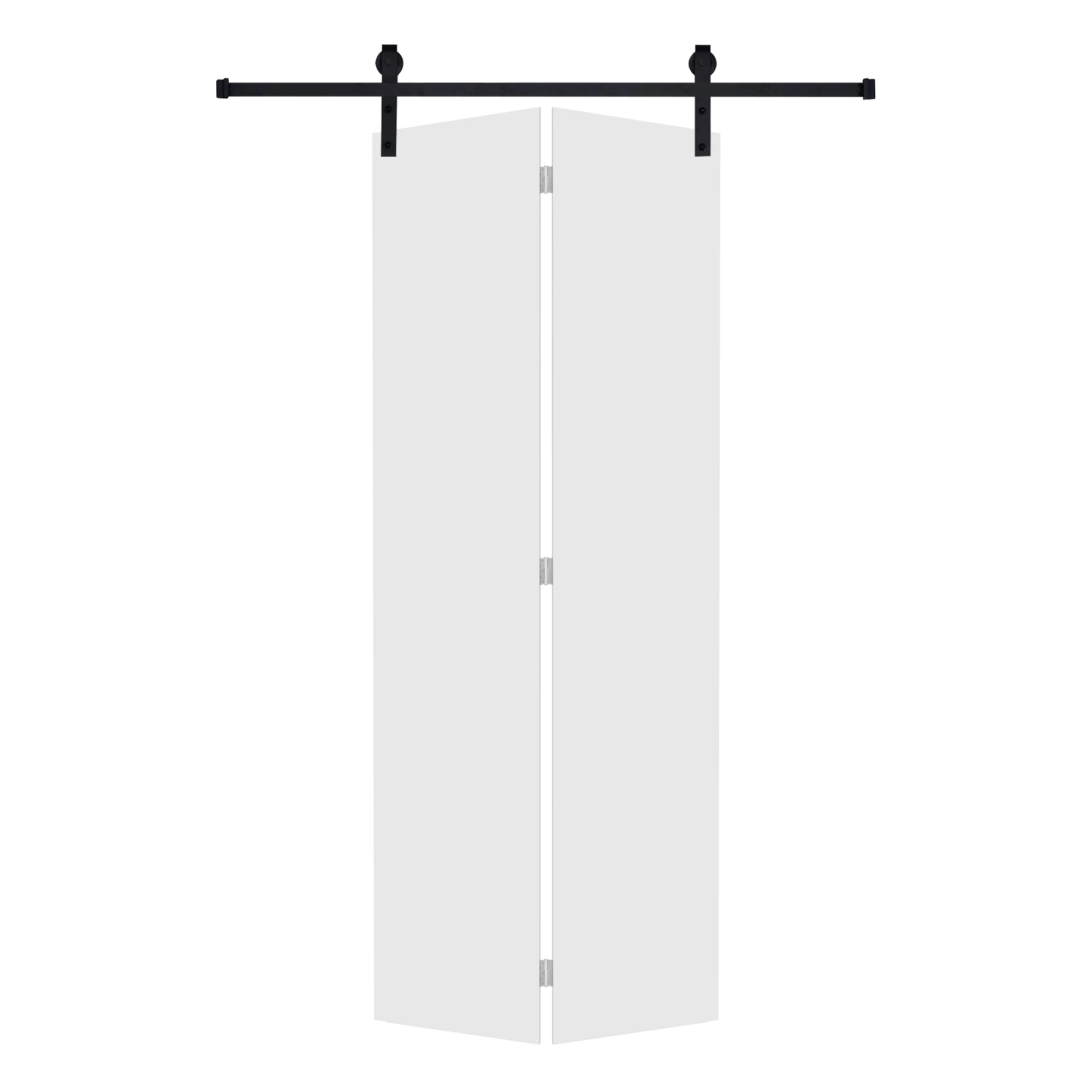 

Современная плоская панель, двустворчатая дверь, 72 дюйма. x 80 дюймов. Белая раздвижная дверь сарая из МДФ с комплектом фурнитуры