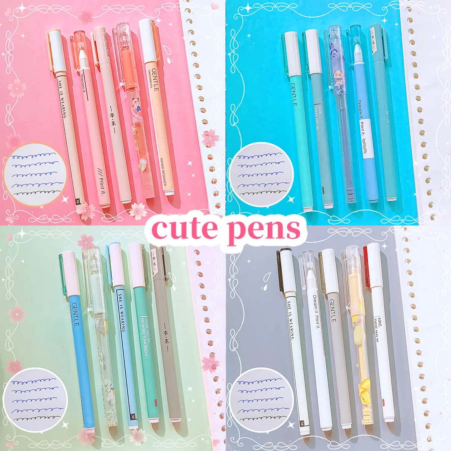 Aesthetic Kawaii Stationery items Office accessories school supplies 2024 Elegant pens set Ballpoint pen cheap gel pens Lot