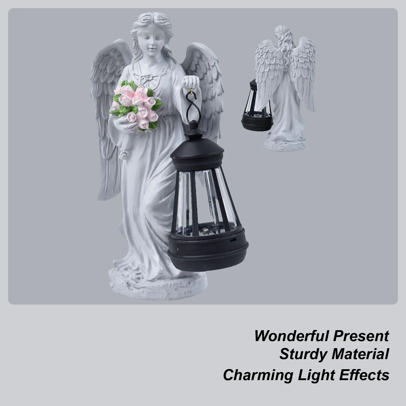 

Solar Angels for Outside Garden Resin Whimsical Sculpture Decorative Memorial Flower Angel Statue for Patio Porch Front Yard