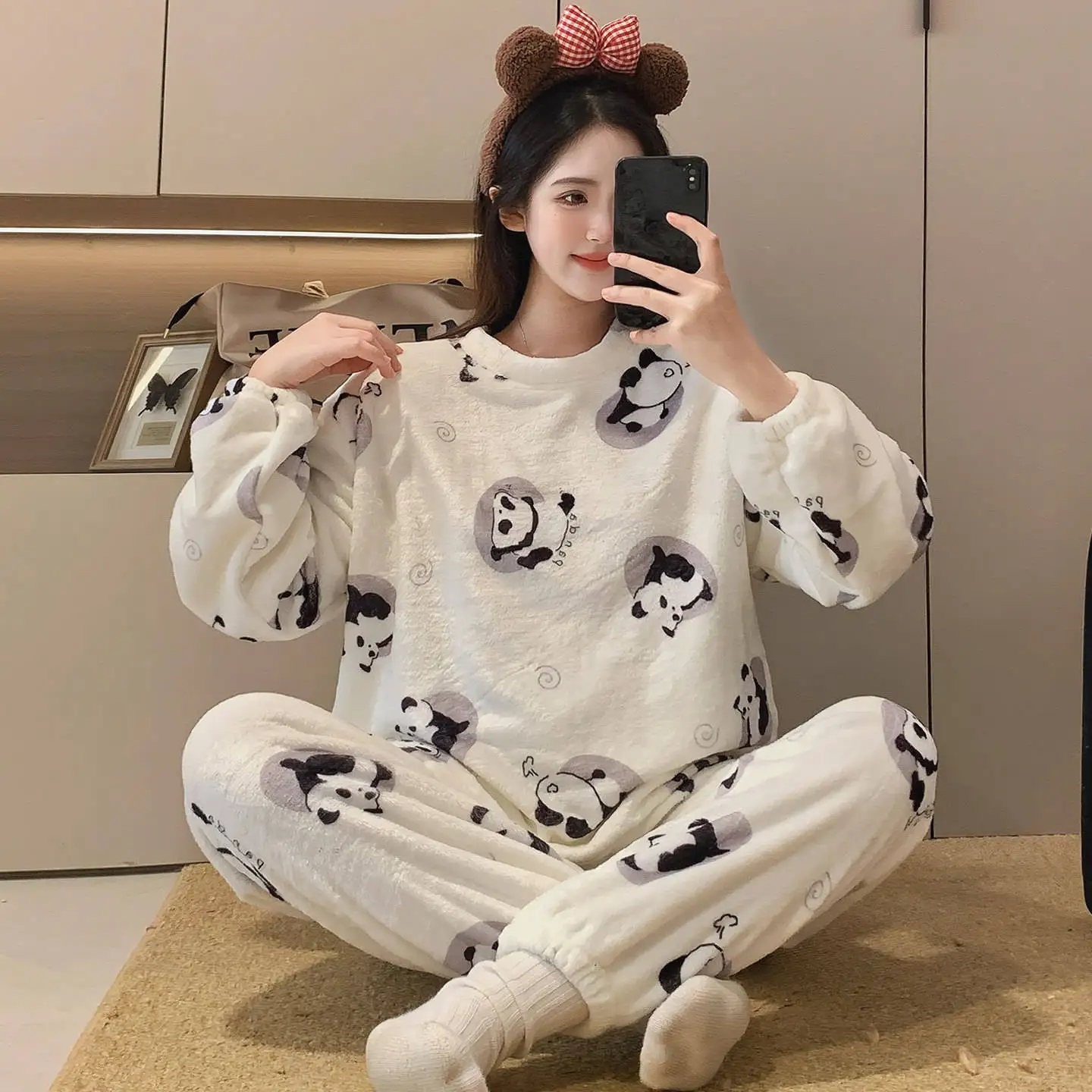 

Pajama Sets Valentines Day Cute Printed Women Chiffon Colorable Customizable Ethereal Feel Ultra Light Relaxed Fit Ruffle Detail