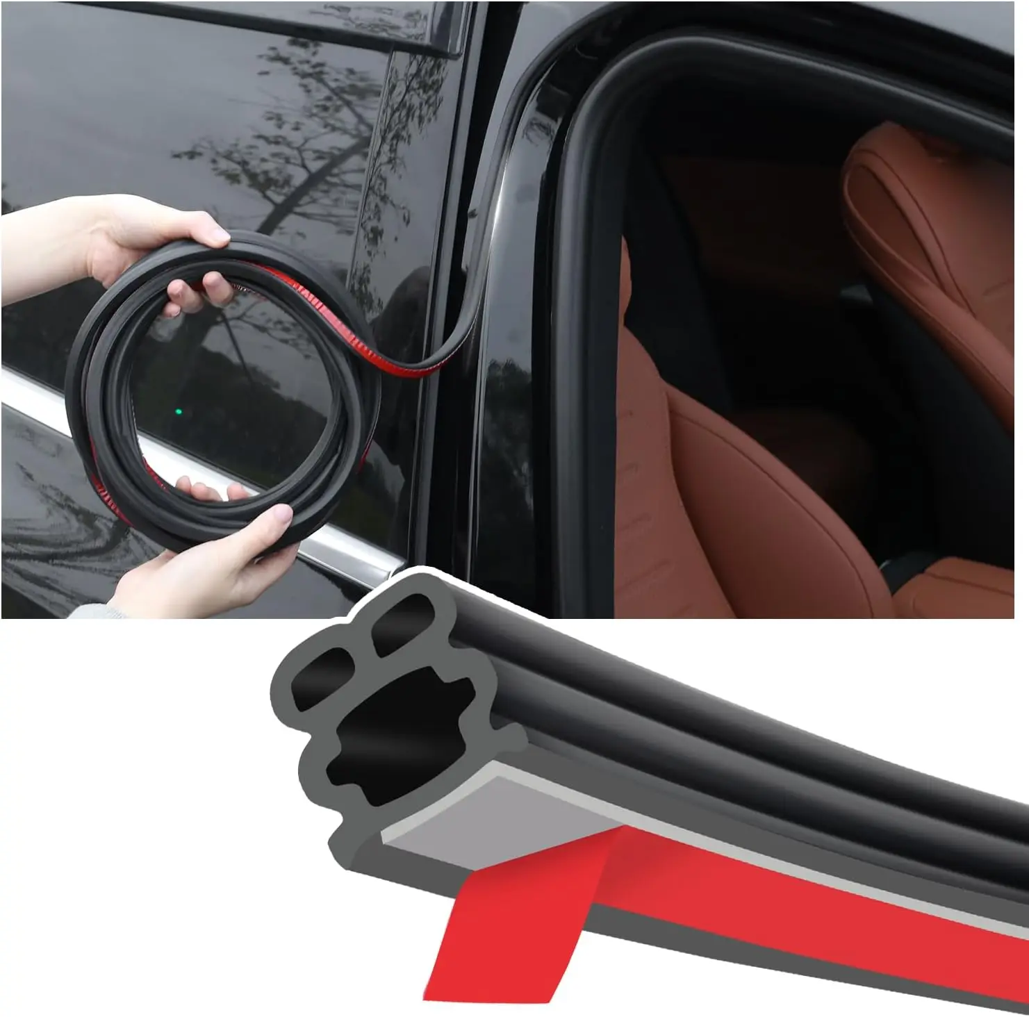 

Car Door Seal Thickened Rubber Automotive Weather Stripping for Hoods Trunks Windows Universal Soundproof Car Weather Stripping