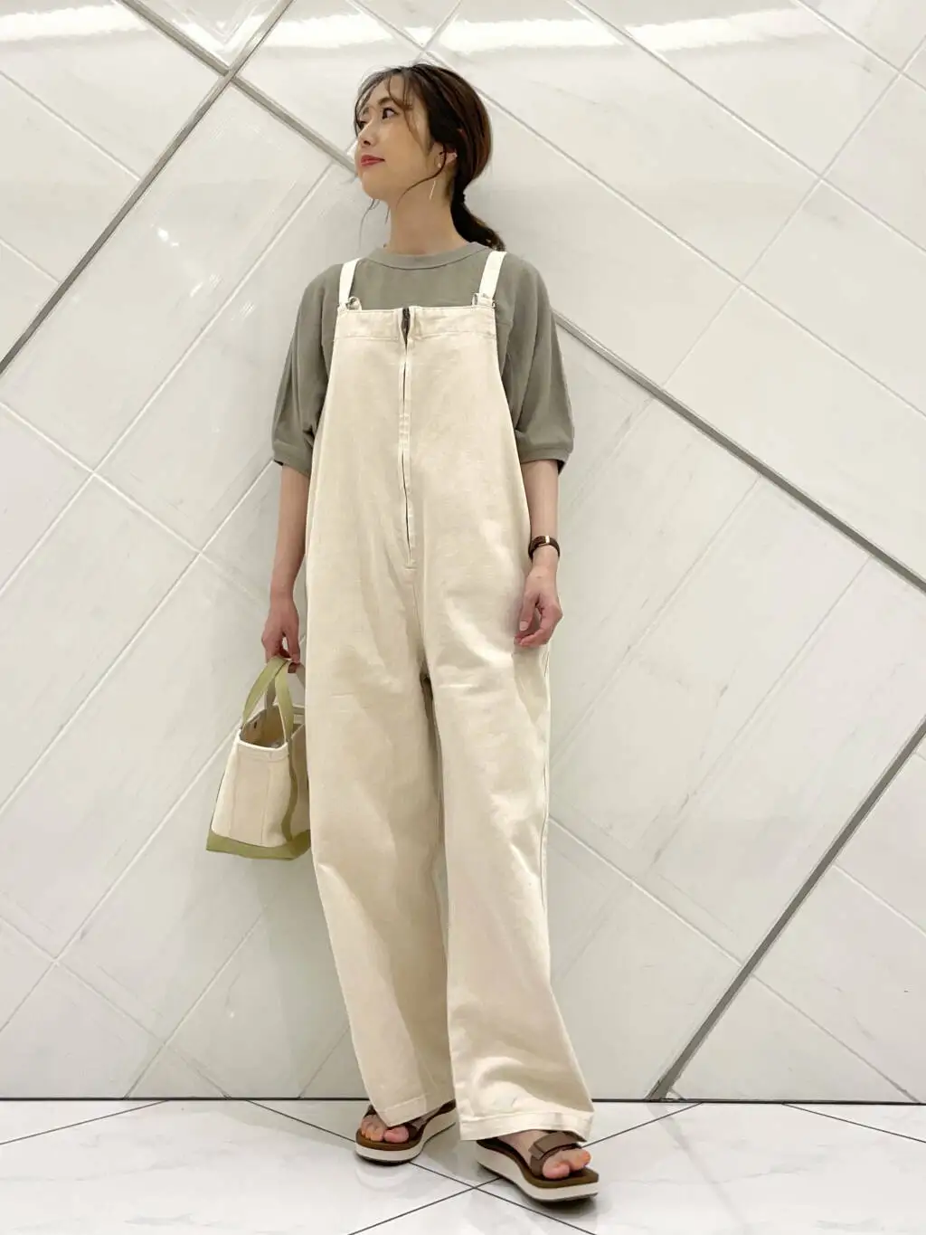 Damskie ogrodniczki z wysokim stanem, bawełniane, codzienne, w stylu japońskim, uniwersalne, na jesień 2025, nowość IENA