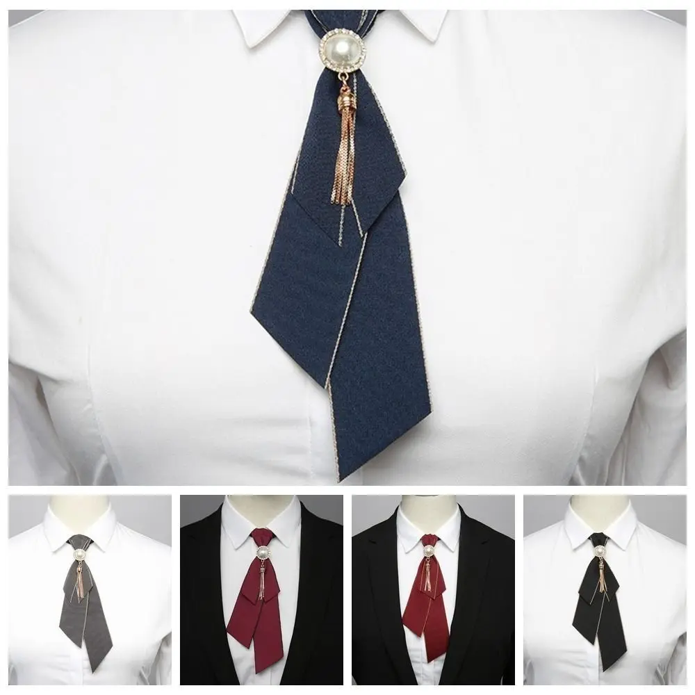 Elegant Alloy Bow Tie Detachable Rhinestone Necktie Pre-tied Necktie Shirt Collar Pin Neck Decoration