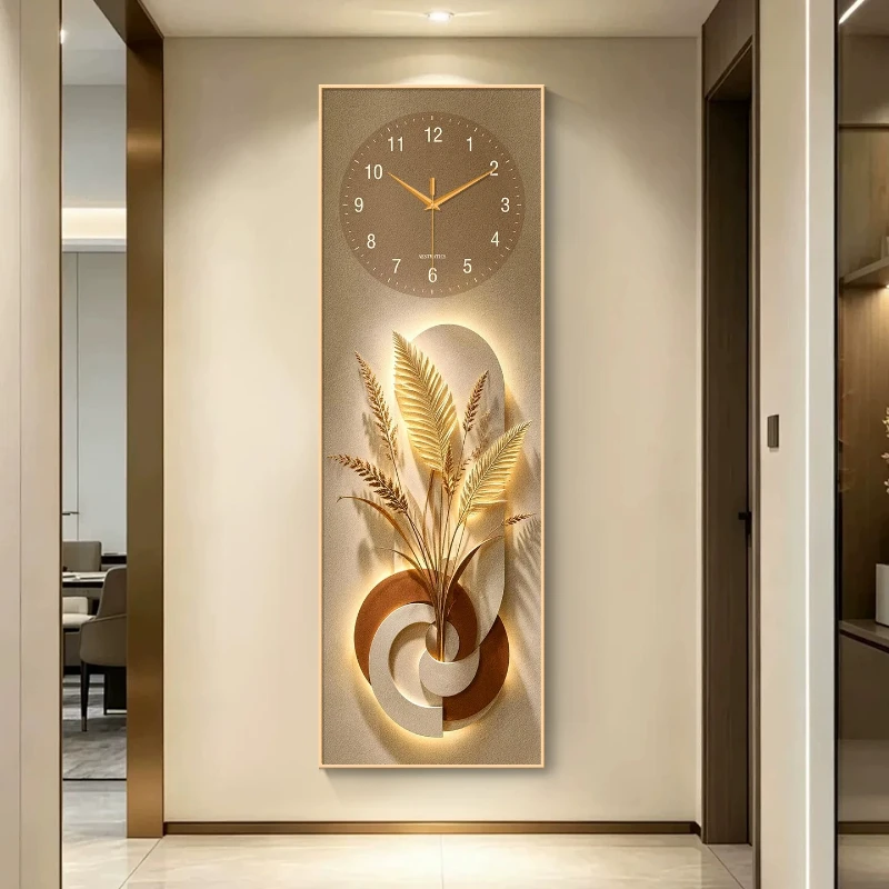 Entrance Living Room LED Wall Clocks Decorative Painting Creative Silent Clock Home Decor Wall Lamp Nordic Luxury Wall Watch
