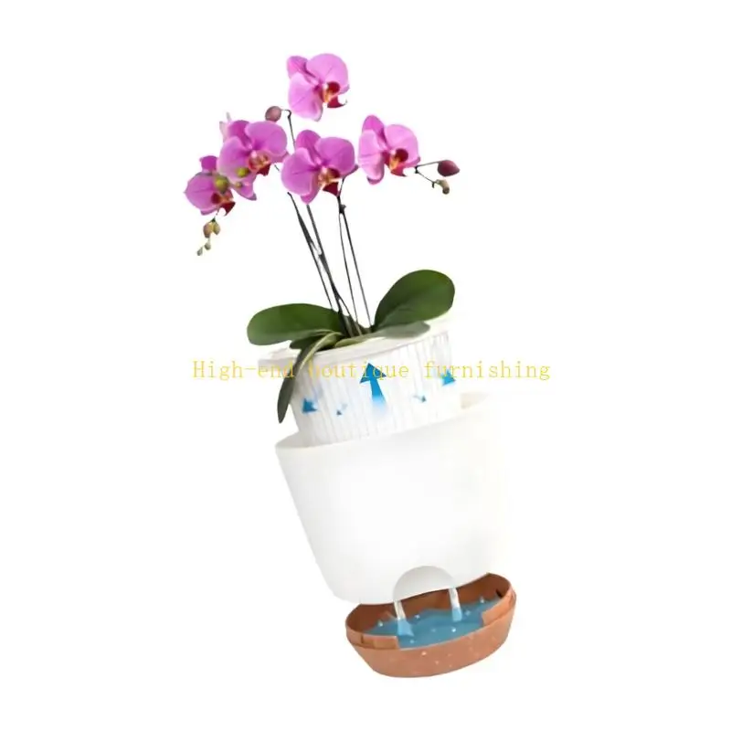 L9NB Pack Of 2 Plastic Flower Pots With double Layer Design For Improved Ventilation And Healthy Growth