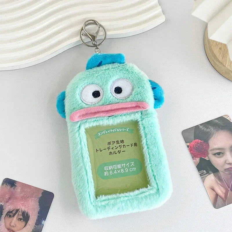 Kawaii Sanrio Plush Hangyodon Card Holder Keychain Anime Hangyodon Children Pendant Keyring Girl Card Protective Case Women Gift