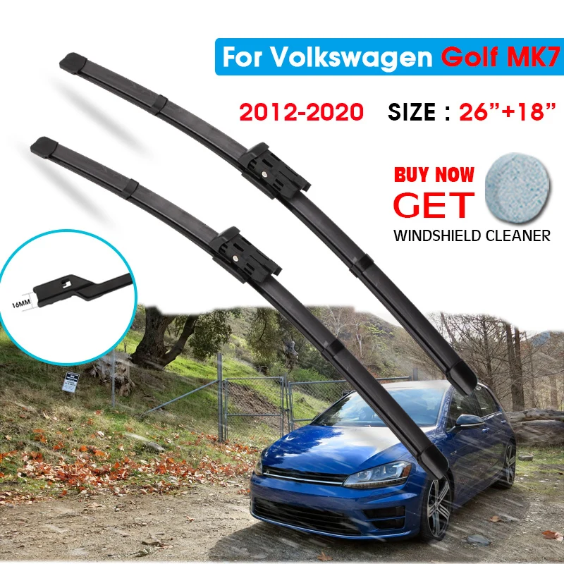 

Car Wiper Blade For Volkswagen Golf MK7 26"+18" 2012-2020 Windscreen Windshield Wipers Blades Window Wash Fit push button