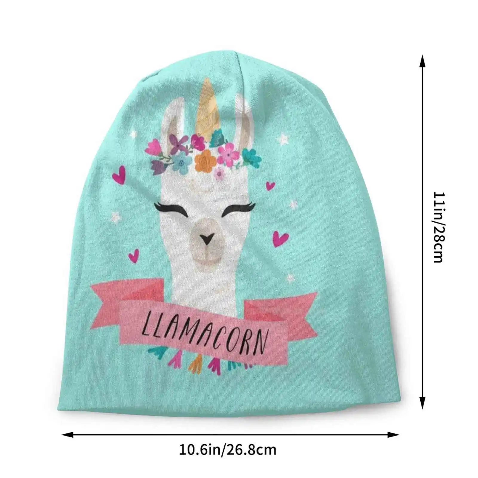 Llamacorn | Magical Llama Unicorn Knitted Hat Warm Beanie Outdoor Caps Llamacorn Animals Wearing Flower Crowns Cute Kawaii