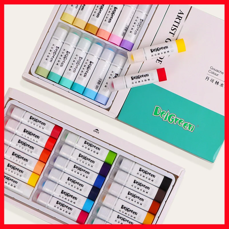 12/24 Colors Soft Solid Gouache Paint Sticks Quick Drying Oil Painting Stick Pastels Washable Graffiti Drawing Art Supplies