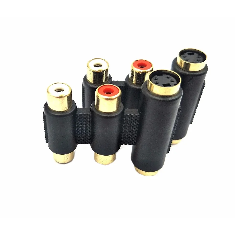 2-RCA & S-VHS Jack Cắm để 2-RCA & S-VHS Jack Cắm Coupler, s-Video Mini DIN 4-Pin Nữ để Nữ Adapter, RCA Nữ để S-Video
