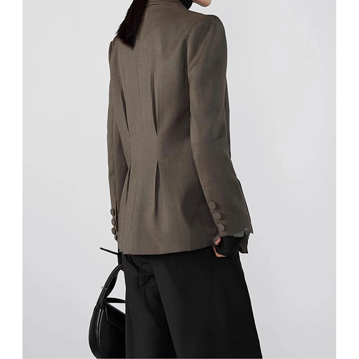 Allingentle Women's Suit Coat Fashion Flat Collar Blazer 2-Button Jacket for Casual Office Customize