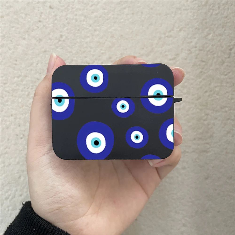 Funny Turkish Lucky Blue Evil Eye Case for AirPods Pro 3 2 1 Cute Square Wireless Bluetooth Earphone Box Cover