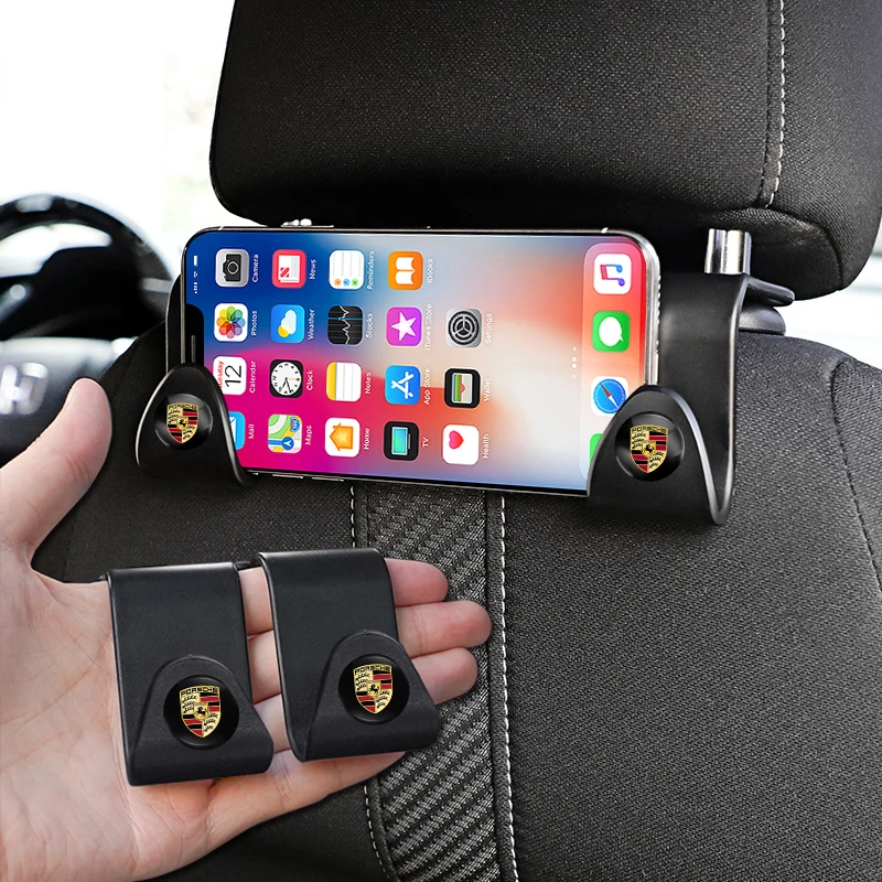 2/4Pcs Portable Car Seat Backrest Hooks Auto Organizer Holder For Porsche Panamera Taycan 911 718 Macan Cayenne Boxster Cayman