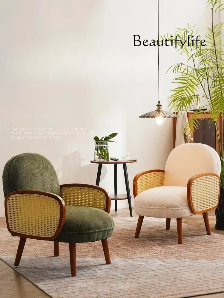 غرفة المعيشة شرفة الخشب الصلب الاستقبال أريكة استرخاء ضوء أريكة واحدة فاخرة خمر سروال قصير الترفيه #1