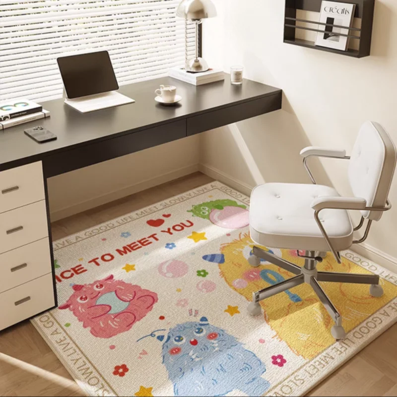 Adorable Cartoon Monster Desk Rug! Brightens up your study area. Great for adding a fun touch to any room. Easy - care material