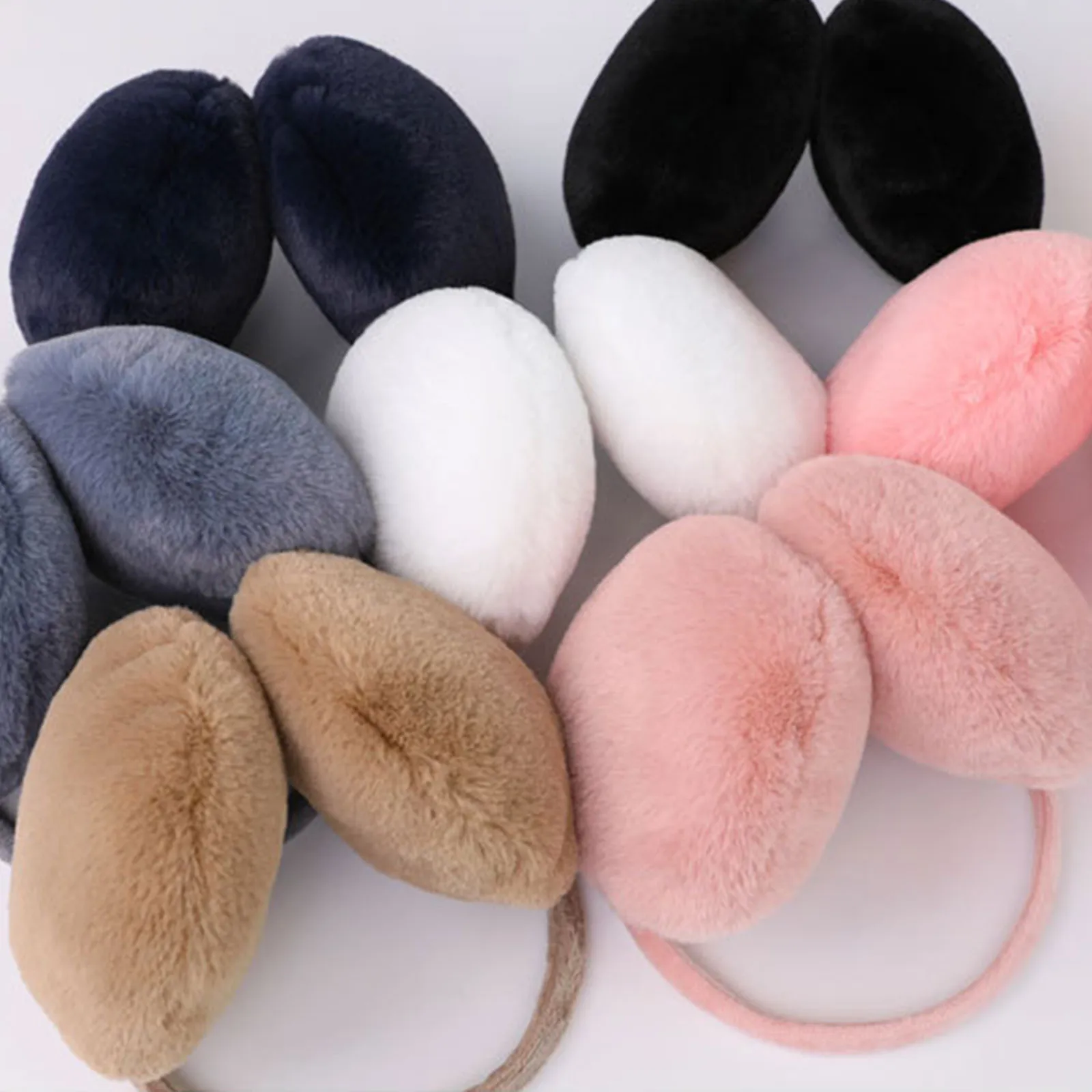 Portátil dobrável inverno quente earmuffs inverno ao ar livre proteção contra frio macio pelúcia orelha mais quente moda cor sólida quente earflaps