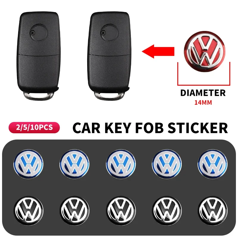 2/5/10Pc 14mm Aluminium Remote Control Car Key Emblem Stickers Badge For Volkswagen VW Touran Beetle Golf Passat Jetta Polo Bora