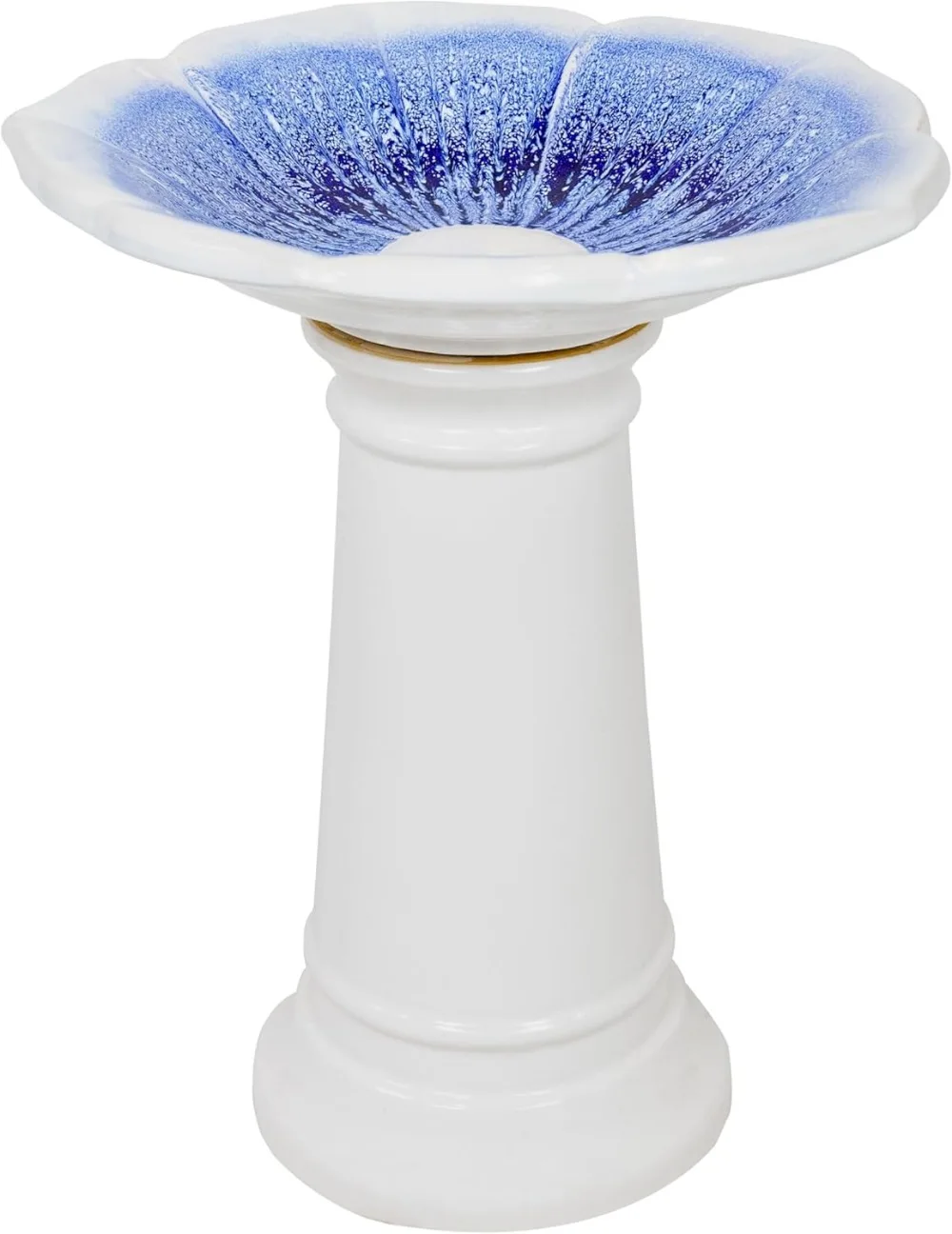 

Misty Blossom Ceramic Bird Bath for Outdoors - 23" H - UV-/ Frost-Resistant - Antique Bird Bath for Garden with White Pedestal