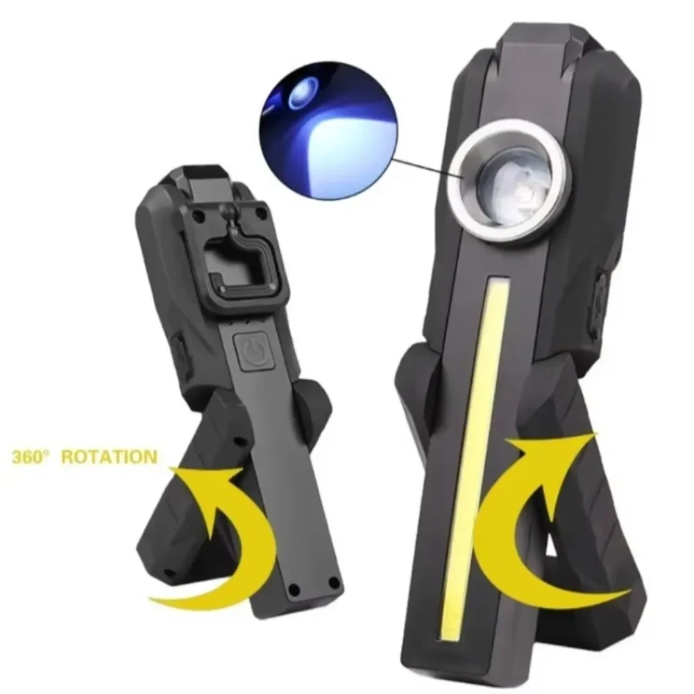 

Портативный складной рабочий фонарь COB со встроенным аккумулятором, ручной светодиодный фонарик, аварийная лампа для осмотра автомобиля для наружного кемпинга