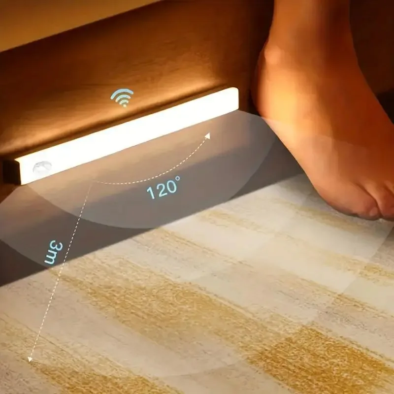 2PCS Wireless Motion-Sensor LED-Lichtleiste, wiederaufladbares magnetisches Nachtlicht für Flur, Küche, Schrank, Treppe, Flur, Kleiderschrank