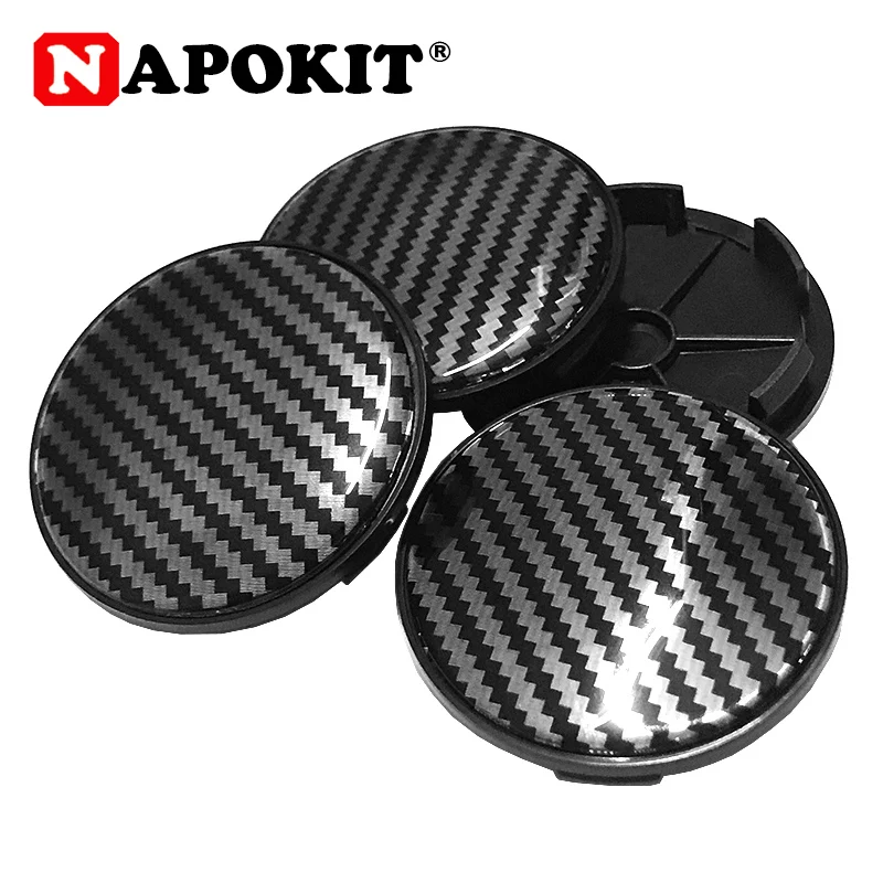 4Pcs 68mm(62mm) with 65mm 3D Carbon Fiber Veins Sticker Wheel Center Cap Rim Center Hub Cup Caps Cover Car Styling Accessories