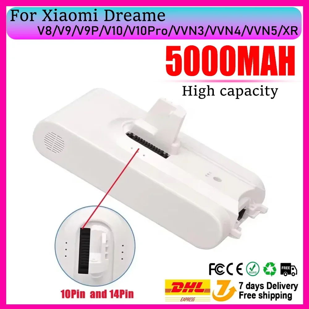 

5000MAH Li ion Battery for Dreame V8 V10Pro V9P XR VVN3 VVN5 Handheld Cordless Vacuum Cleaner Parts Replacement Battery