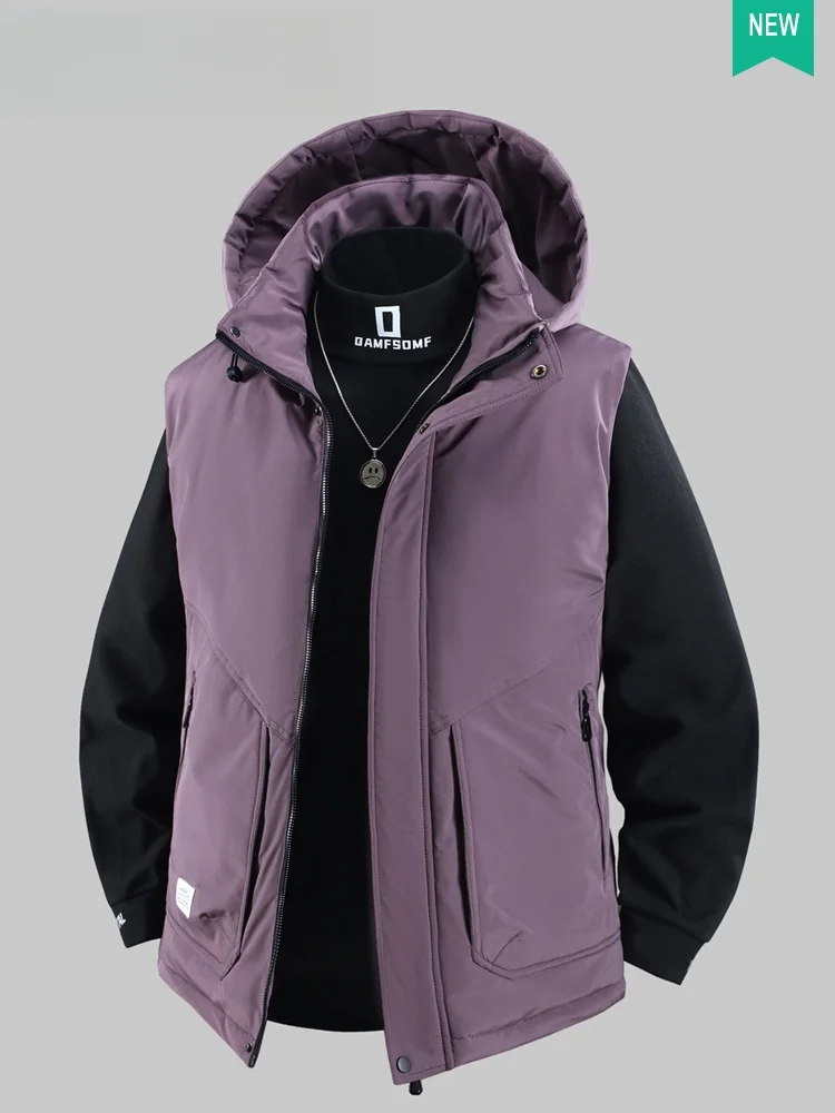 

Мужской утепленный хлопковый пуховый жилет для активного отдыха, повседневный, на молнии, модный городской спортивный стиль, осень-зима, новинка