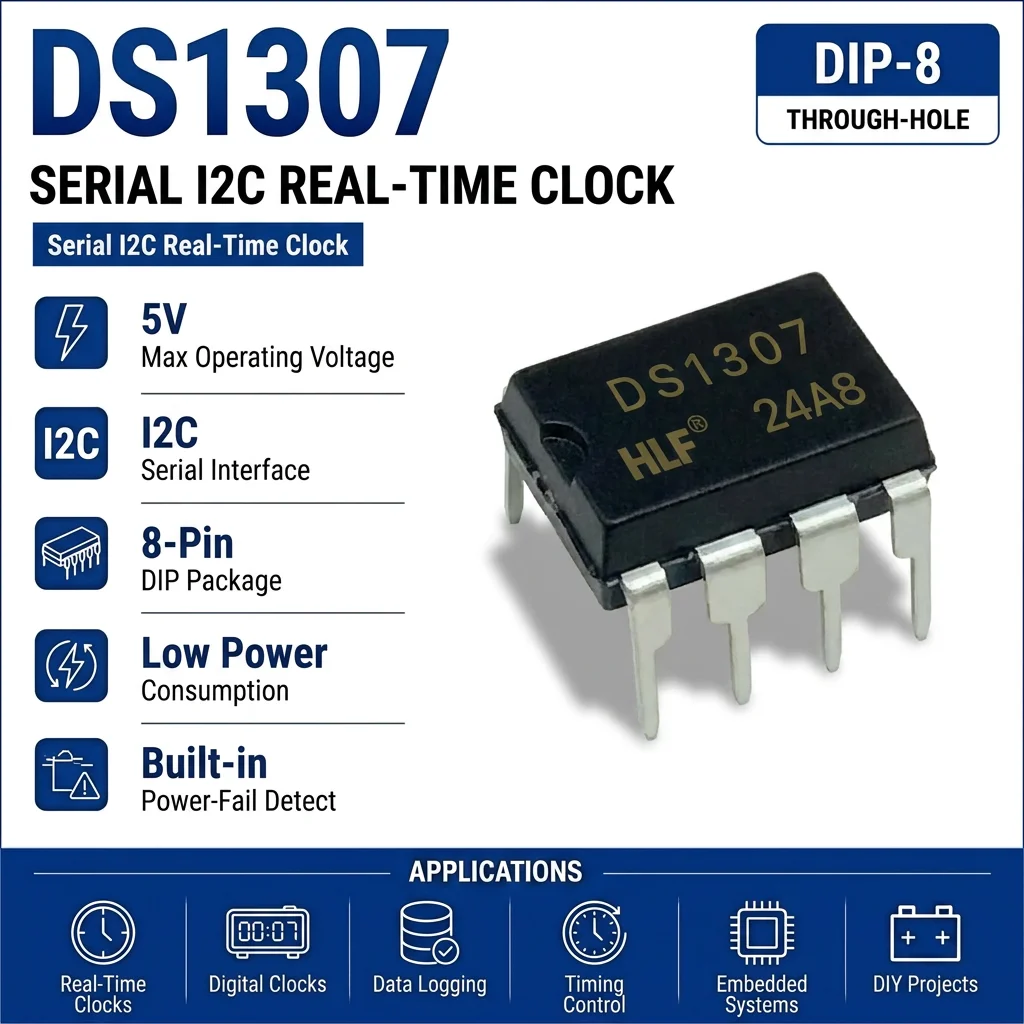 (25 pcs) DS1302N DIP-8 / DS1307ZN SOP-8 DS1307 I2C Real Time Clock (RTC)