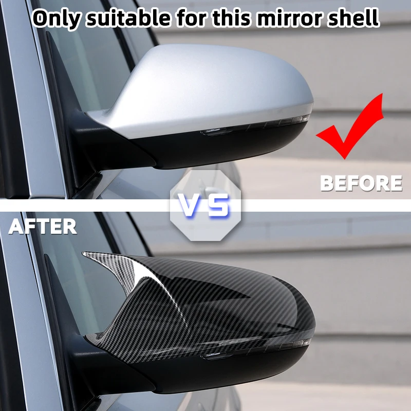 BLACK Side Mirror Cap Covers For Audi A6 C7 C7.5 S6 4G RS6 2012 2013 2014 2015 2016 2017 2018 rear view wing case pair view 2