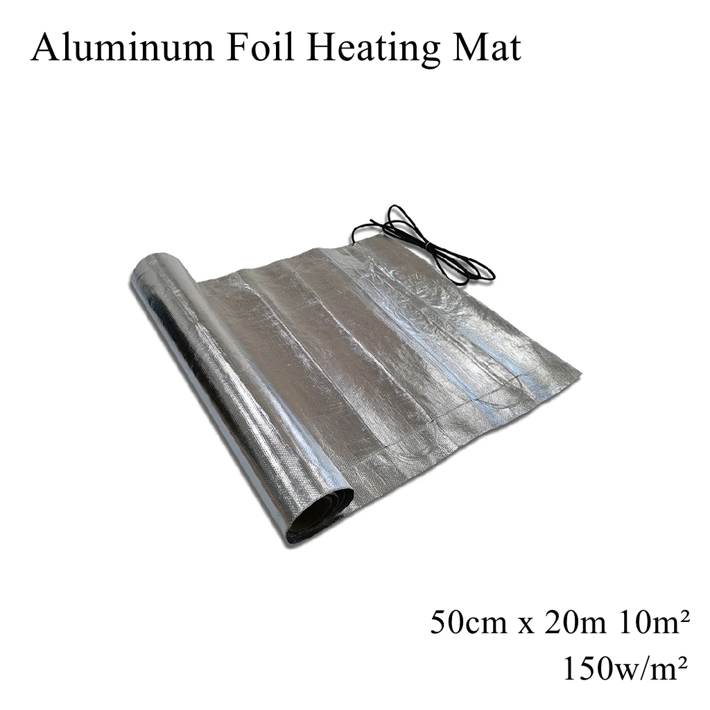 

10m² Square Aluminium Foil Heating Mat Warm Pad Rug Heater Waterproof Shell Twin Conductor Cable Under Floor Ceramic Tile Cement