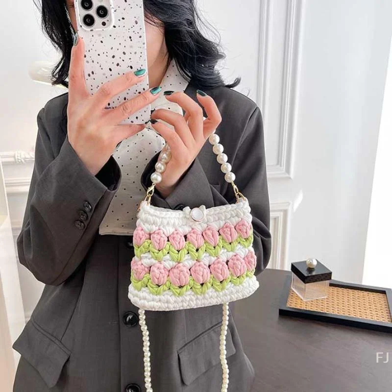 

[YU]Homemade Tulip Hand-Woven Bag DIY Material Package Gifts For Women's Shoulder Bag Crossbody Portable Finished Product