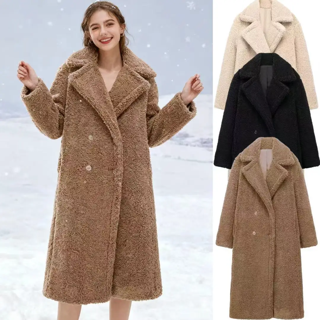

Women's clothing autumn and winter new item women's clothing big collar thick lamb wool fleece ultra long coat jacket