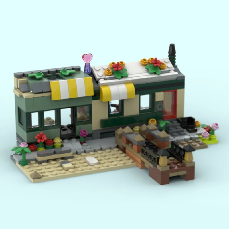 City Street View Model MOC Building Bricks Seaside Store And House Modular Technology Children Holiday Gifts Assemble Toys Suit