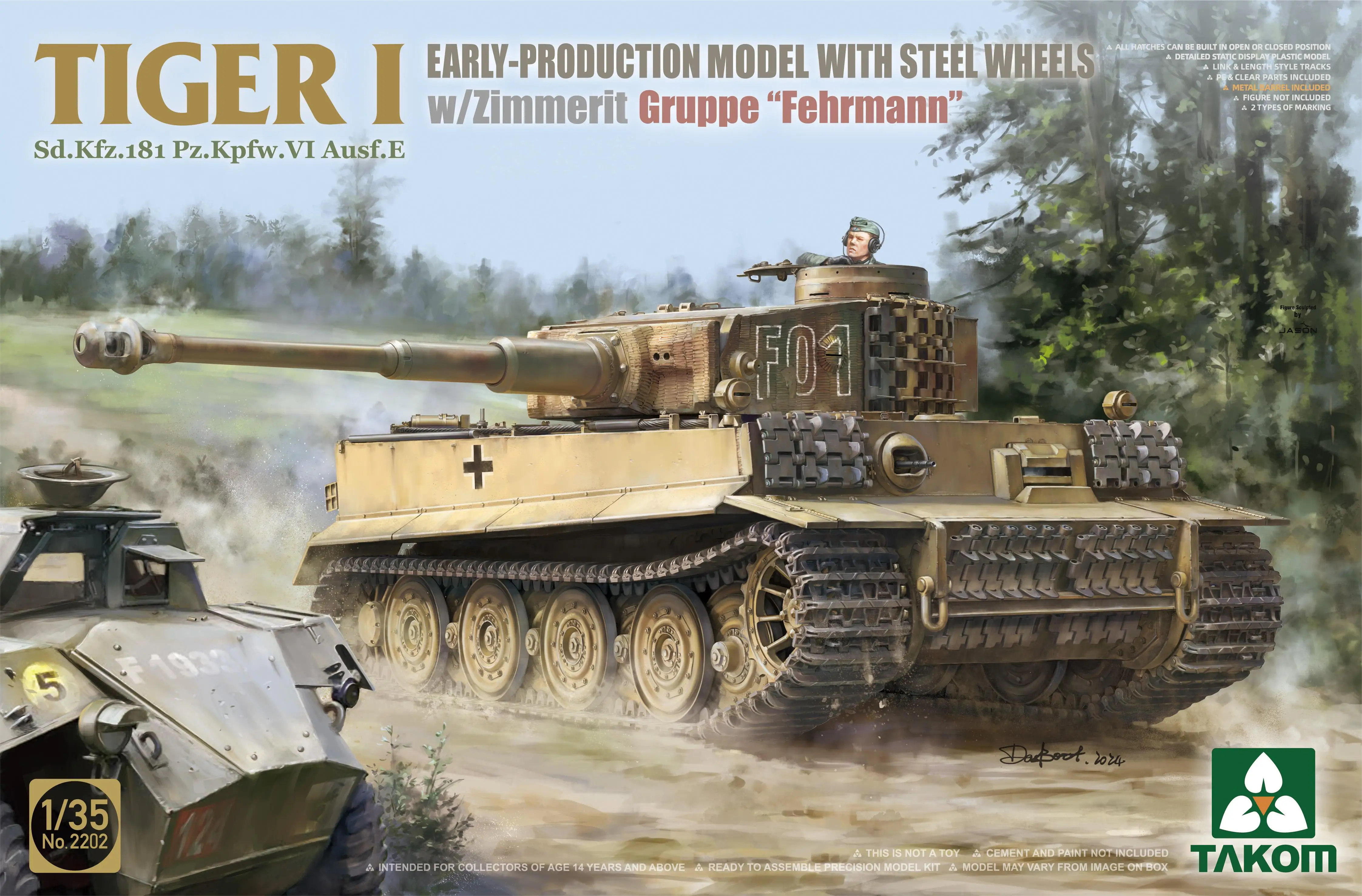 

TAKOM 2202 1/35 Tiger I Early-Production Model Weels Zimmerit `Gruppe Failman`