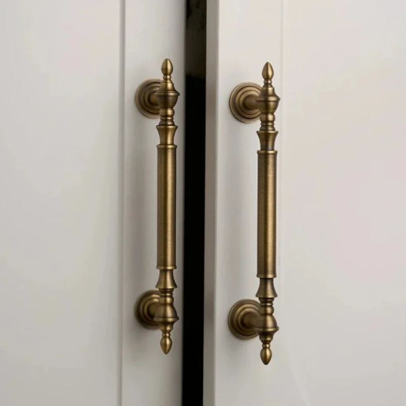 Solid Antique Brass Kitchen Wardrobe Cabinet Pulls Bronze Brushed Handle Dresser Drawer Knobs Furniture Hardware for Cupboard