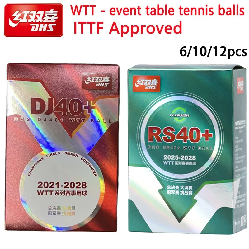 DHS RS40+/DJ40+ 3 Stars Table Tennis Ball 2025 WTT with Seam PCR New Material Ping-Pong Balls ITTF Approved for Competition