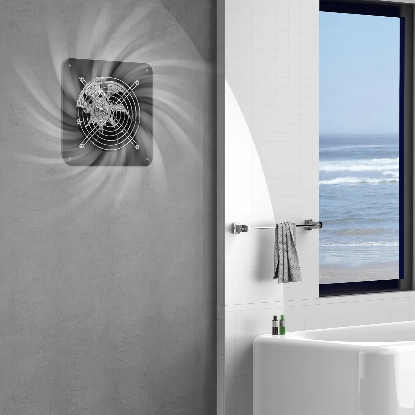 7 "Exaustor 2800 RPM Extrator de alta velocidade Ventilador utilitário Ventilador de ventilação de fumaça de exaustão 50W 380 CFM montado na parede