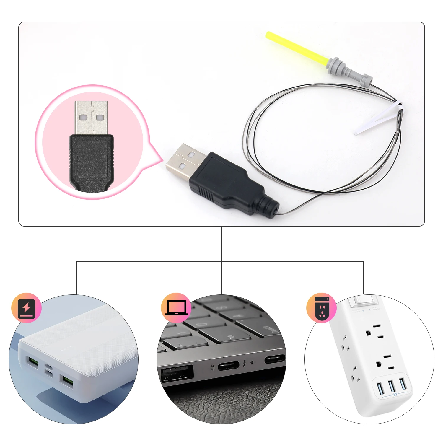 LYBMTWF 1 pièces accessoires de mini figurines de sabre laser, prise USB, accessoires d'armes jouets en blocs de construction