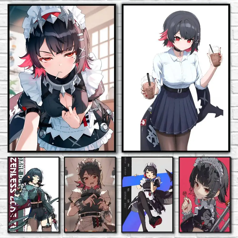 Póster de juego Zenless Zone Zero Ellen Joe, arte autoadhesivo, pegatina de papel impermeable, decoración de pared de habitación, cafetería, Bar, 1 ud.