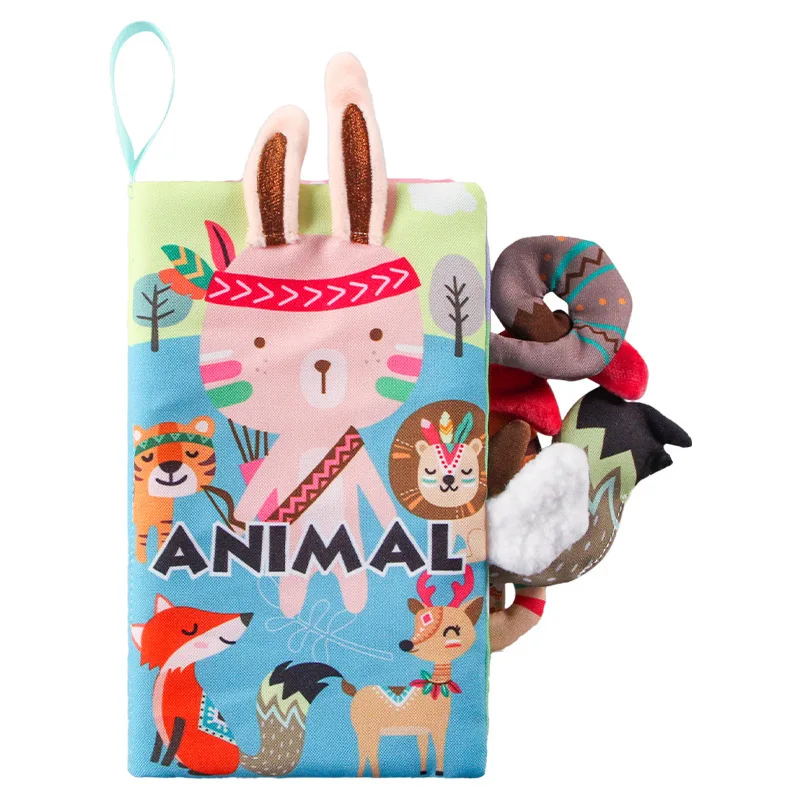 Untearable Cartoon Tail Cloth Book, Educational and Cognitive, with Sound Paper and BB Device Toy